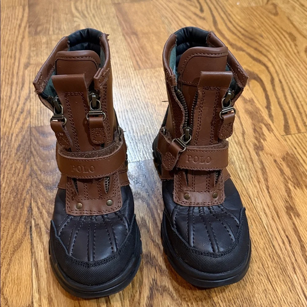 Polo Ralph Lauren Conquered Hi Boots. Size 1. Chocolate/Tan Leather. Like New.